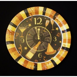 Talerzyki papierowe "Złoty zegar" - 6 szt. (18 cm)